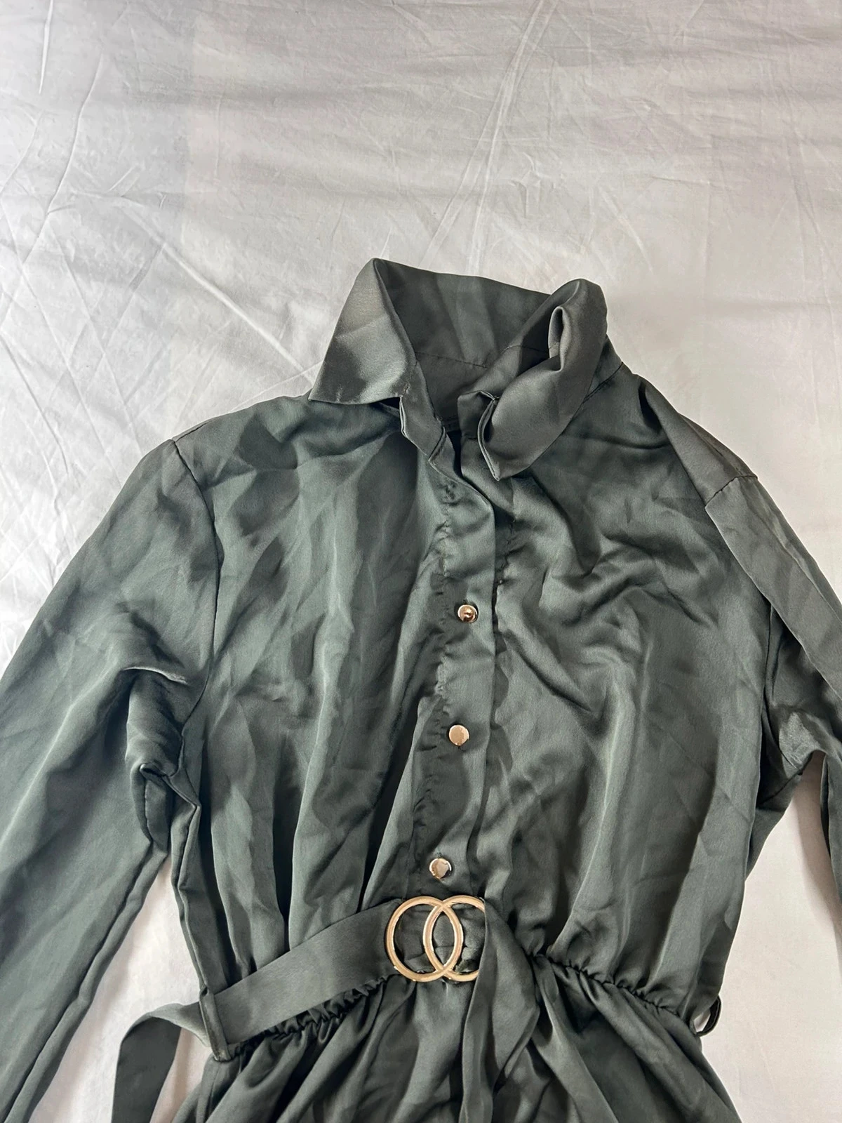 Lange vintage casual jurk donkergroen – photo 3